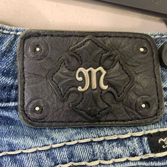 Miss Me 29 bootcut cross and fleur de lis bling jeans denim (J1) - Picture 12 of 14